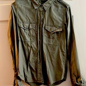 Theory button down Petite - army green